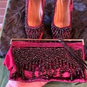 Clutch purse  hand beaded accents